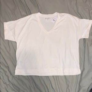 Loft Cream Short Sleeve Cropped Sweater